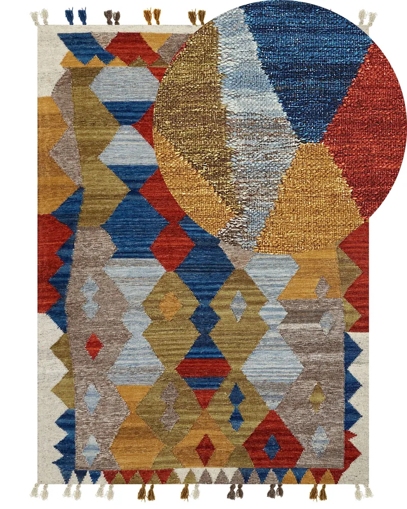 Wool Kilim Area Rug 200 x 300 cm Multicolour ARZAKAN