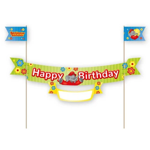 Banner per torte con campo per il nome Benjamin Blümchen, decorazione per torte