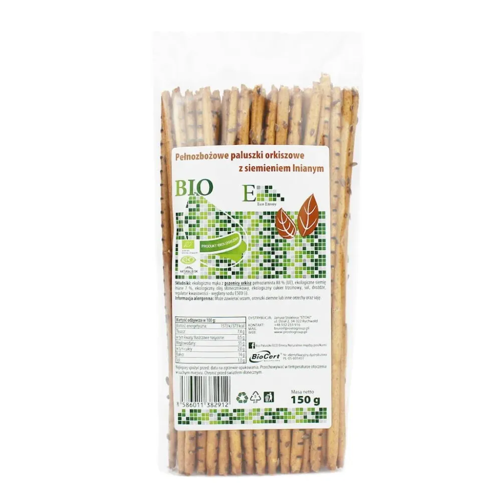 Bastoncini di farro integrale con semi di lino BIO 150 g - ENVOY