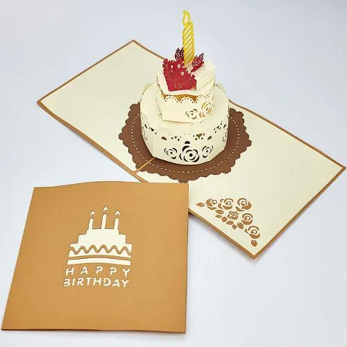 BIGLIETTO POP UP ORIGAMO TORTA DECORATA