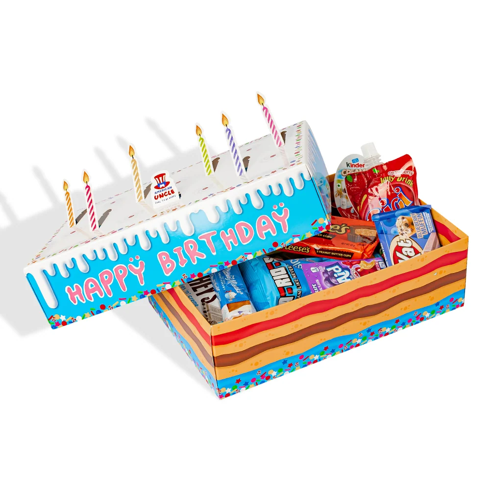 Birthday box, scatola forma di torta di compleanno da 15 snack dolci e salati