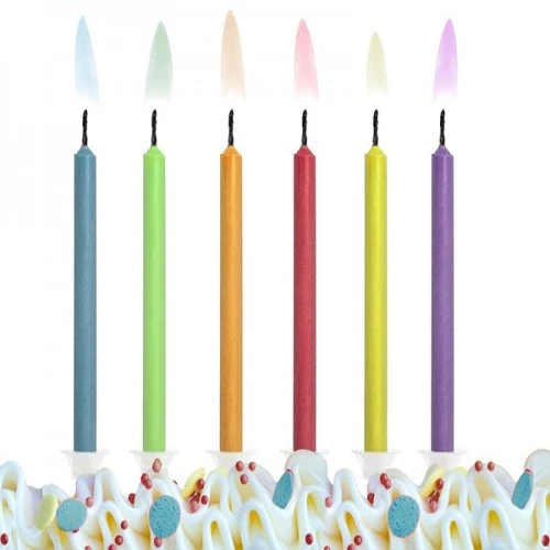 6 CANDELINE PER TORTA FIAMMA COLORATA