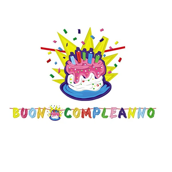 Festone Cartoncino 6Mt Buon Compleanno Torta Big Party