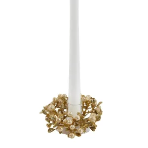 Girocandela 9cm con bacche e foglie champagne