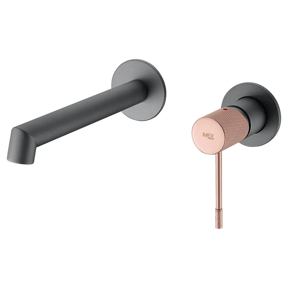 Imex – Linea rubinetto monocomando da lavabo incassato grigio champagne