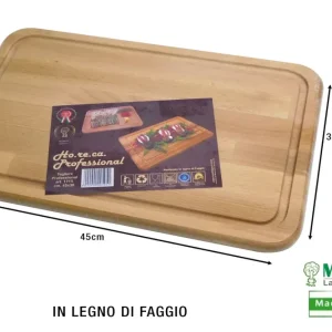 Meeting - Tagliere Professionale Rettangolare Legno di Faggio - 45x30 cm - Art. 1715 - Made Italy