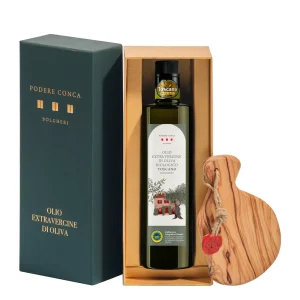 Olio EVO Biologico Confezione Regalo con Tagliere