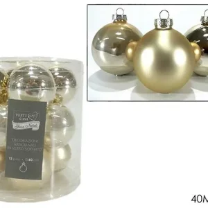 Palline natalizie champagne vetro diametro 4cm - 12 pezzi