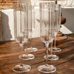 Set di 6 calici da champagne cristallo con onde