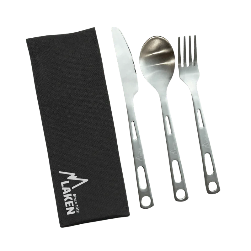 Set di Posate Acciaio Inox con Custodia Tela e Velcro