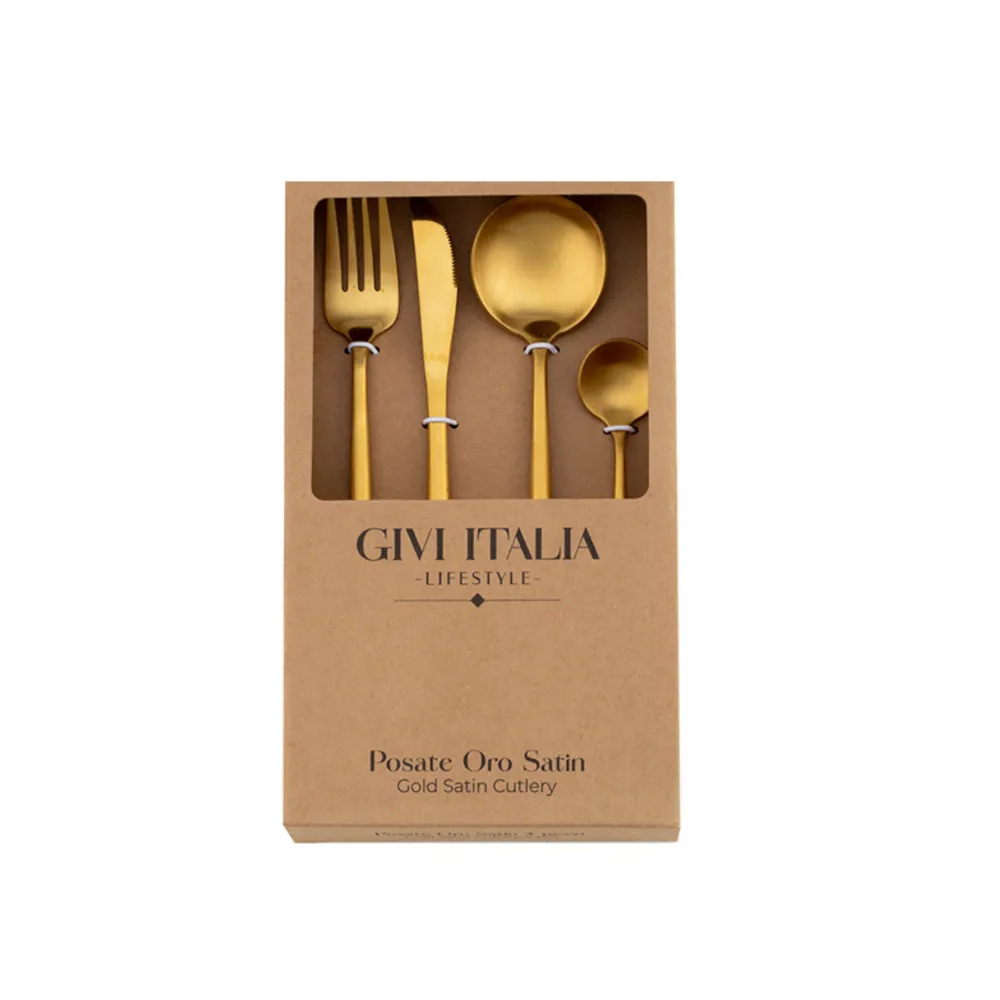 Set Posate Acciaio Inox Oro Satinato pz4 cf.
