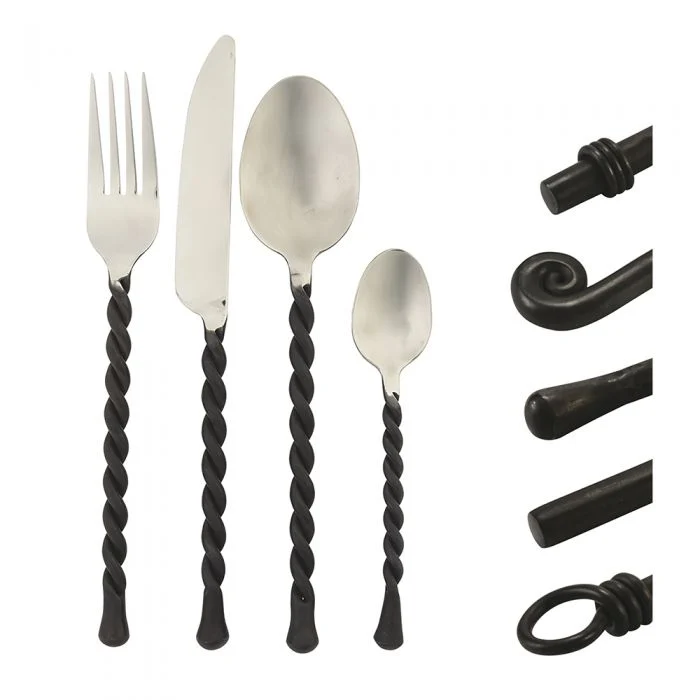 Set 24 posate acciaio lucido, Black Materia