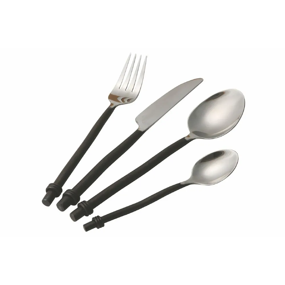 Set 24 posate acciaio lucido, Black Materia