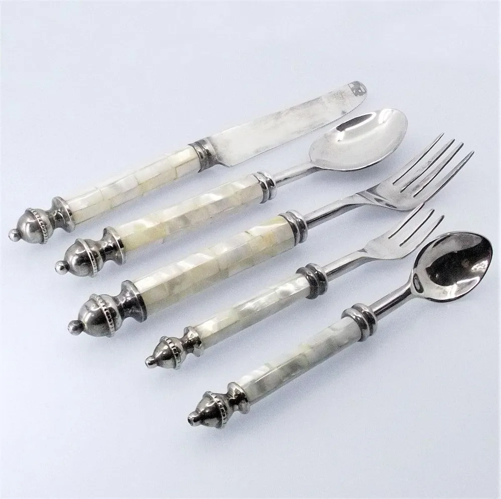 Set posate vintage manico madreperla Sheffield antico -S1680