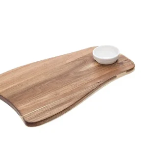Tagliere Acacia Con Ciotola Cm.39,4x25x1,5h