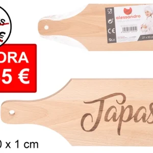 Tagliere legno con manico decorato Tapas 27x10 cm