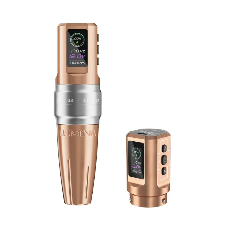 EZ Tattoo P3 Pro Lumina Macchina Wireless PMU e per Tatuaggi Oro Champagne