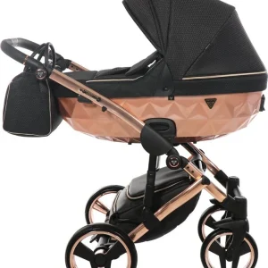 Trio Junama Diamond Mirror Satin Tessuto 3 1 Nero / Champagne Telaio Oro Rosa