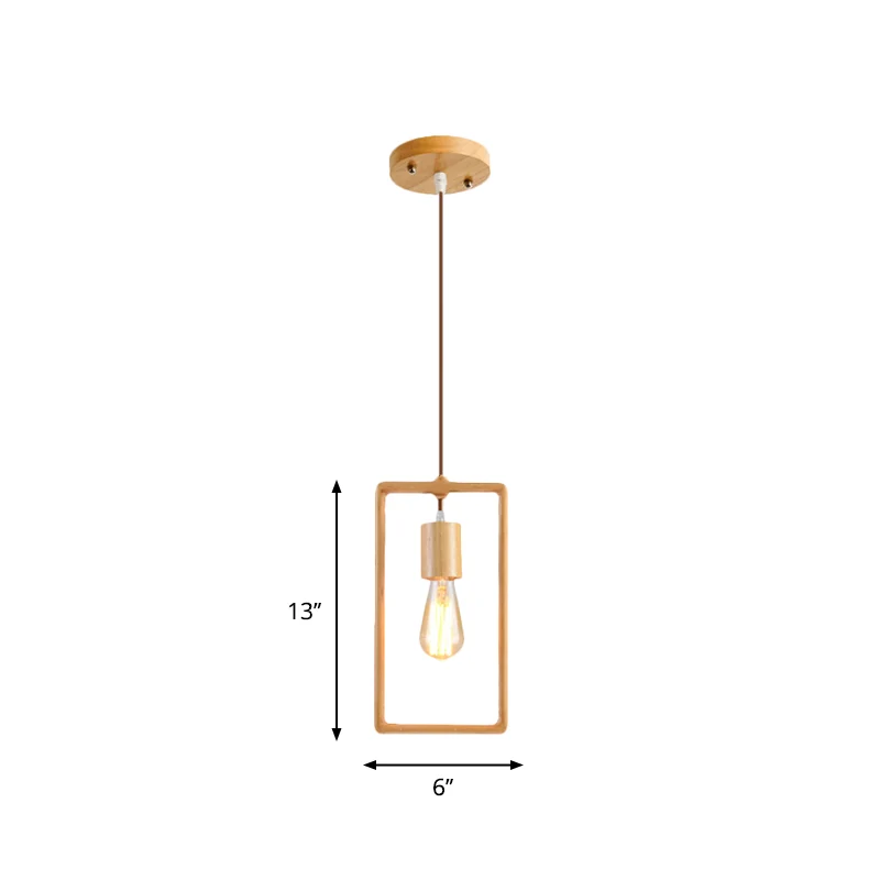 Lampada pendolo quadrata/rotonda/triangolare Simplicity legno con 1 lampadina per sala da pranzo, illuminazione sospension...