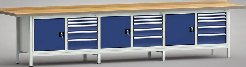 Banco da lavoro qualità KLW - 4000 x 700 x 900 mm sinistra: porta 500 mm destra: 2x 50EA 100EA 125EA e 175EA WS550E-4000M4...