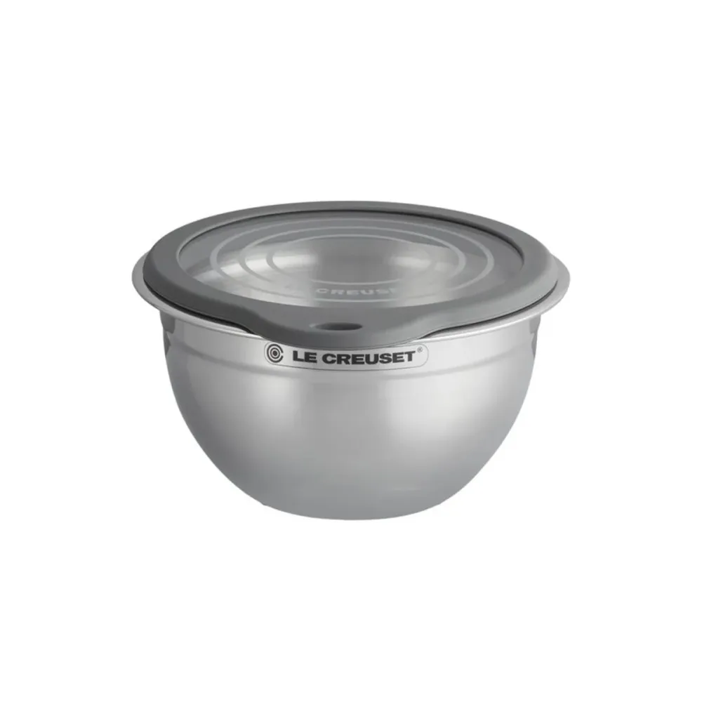 Ciotola acciaio inox con coperchio vetro Le Creuset