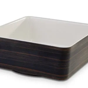 Ciotola APS -APS PLUS- 24 x 24 cm altezza: 9 cm melammina crema esterno decoro legno rovere tenebroso interno lucido ester...