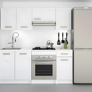 Cucina completa 180 cm 6 elementi portaoggetti Bianco TRATTORIA