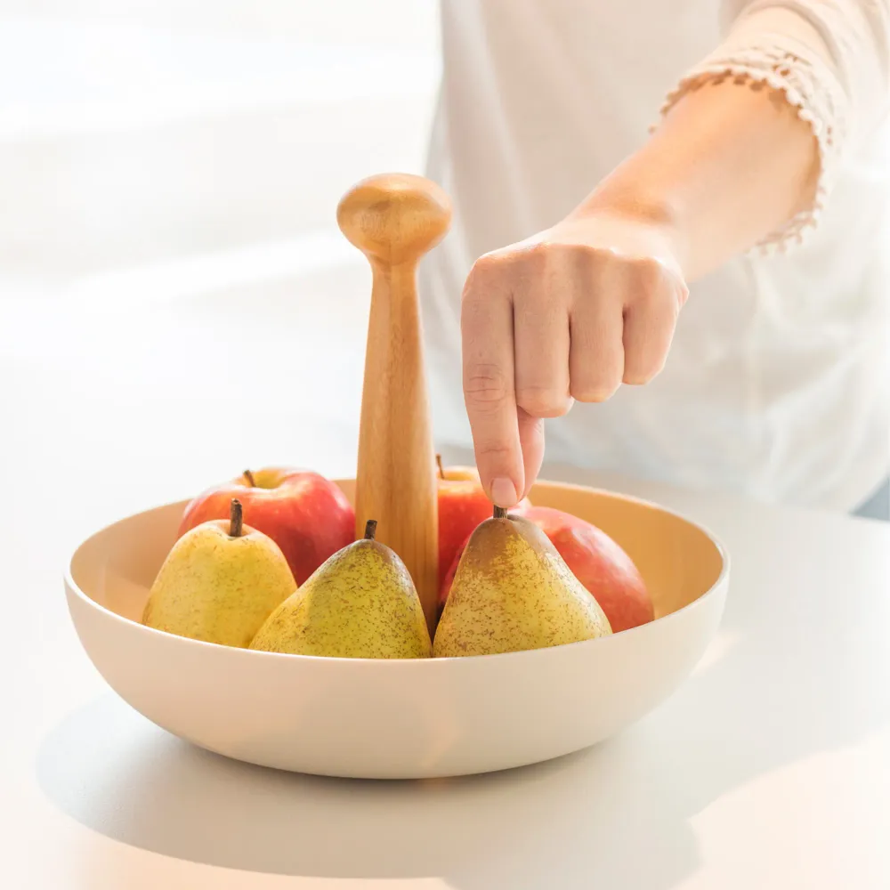 Fruttiera portatile con manico bambù