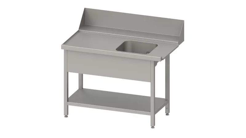 Mangiatoia acciaio inossidabile Stalgast guida cesto con pendenza ripiano di base 1 vasca 1000x750x880mm lato sinistro alz...