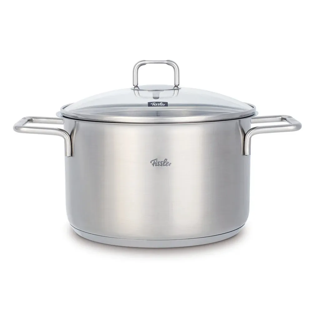 Pentola acciaio inox con coperchio vetro Hamburg Fissler