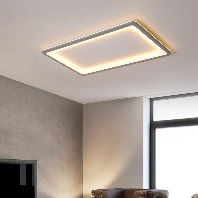 Plafoniera LED super snello grigia per montaggio superficie metallo nordico per soggiorno