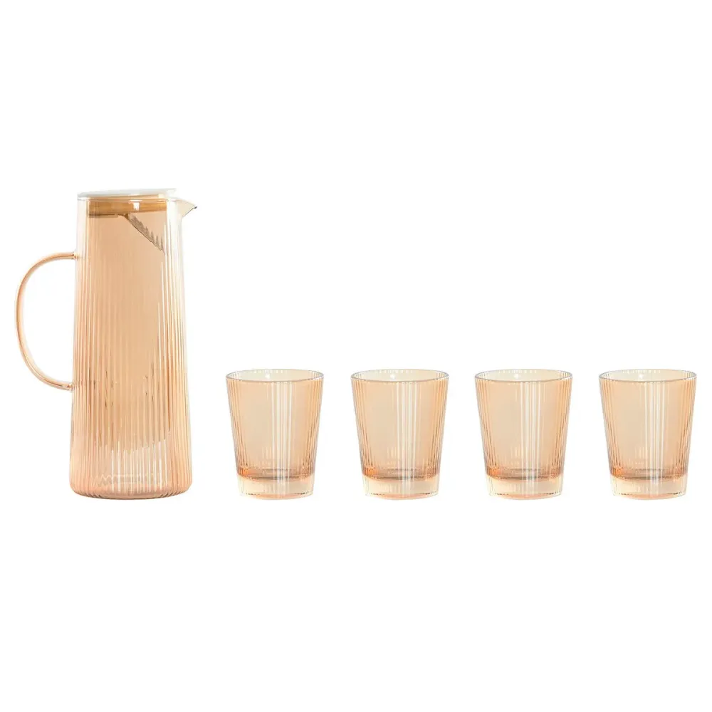 Set di brocche con bicchieri Home ESPRIT Ambra Vetro Borosilicato 1,25 L