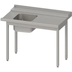 Tavolo di alimentazione Stalgast guida cestello con pendenza con 1 vasca 1400x750x880mm lato montaggio destro alzatina sal...