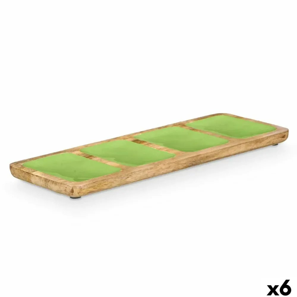 Vassoio con Scompartimenti GiftDecor MALI-941 G Verde 46 x 3 x 17 cm (6 Unità)