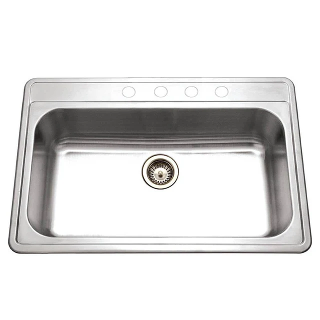 Houzer Premier Series 33" Stainless Steel Drop- Topmount 4-hole Unico Bowl Kitchen Sink