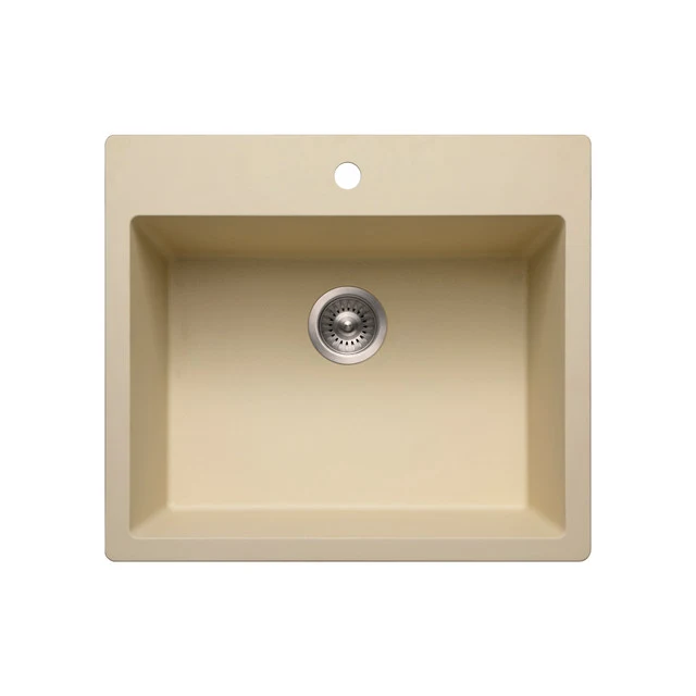 Houzer Quartztone Series 25" Granite Composite Drop- Topmount Unico Bowl Kitchen Sink - G-300 SAND