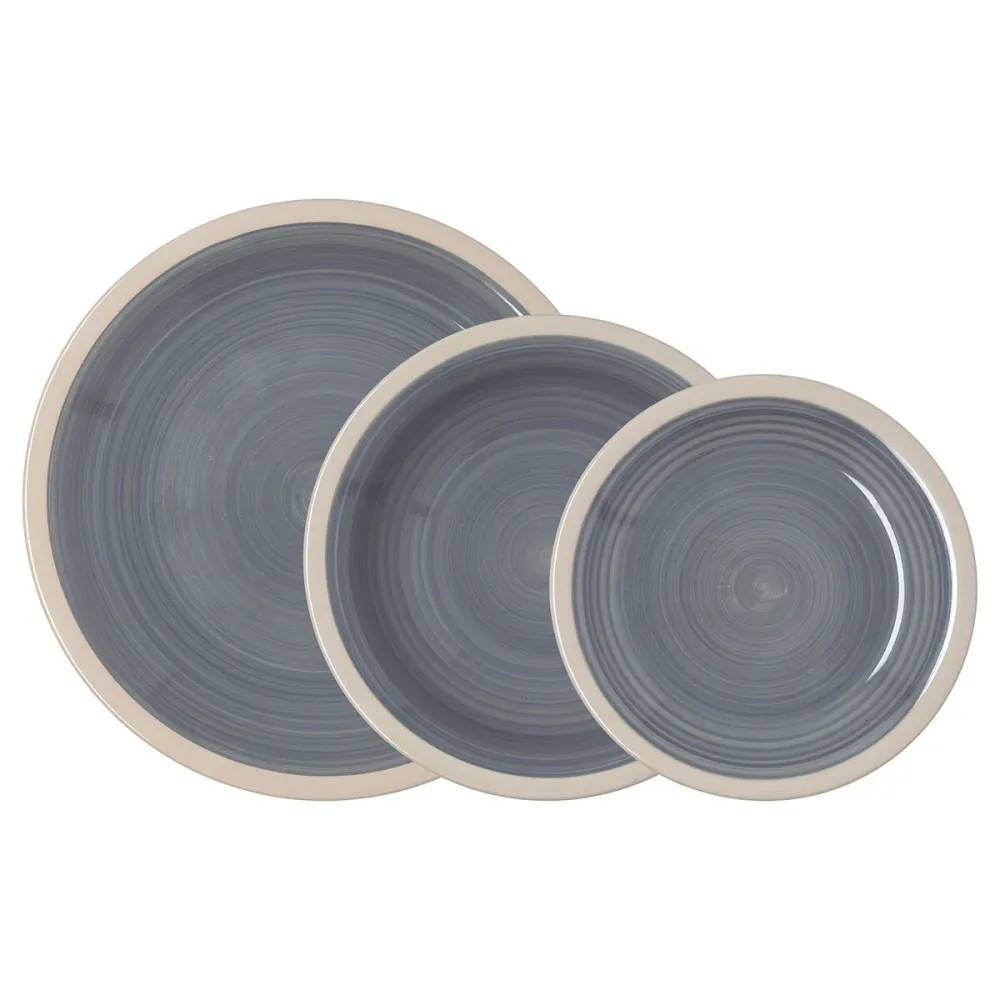 Servizio di Piatti Quid Baltic Grigio Ceramica 18 Pezzi