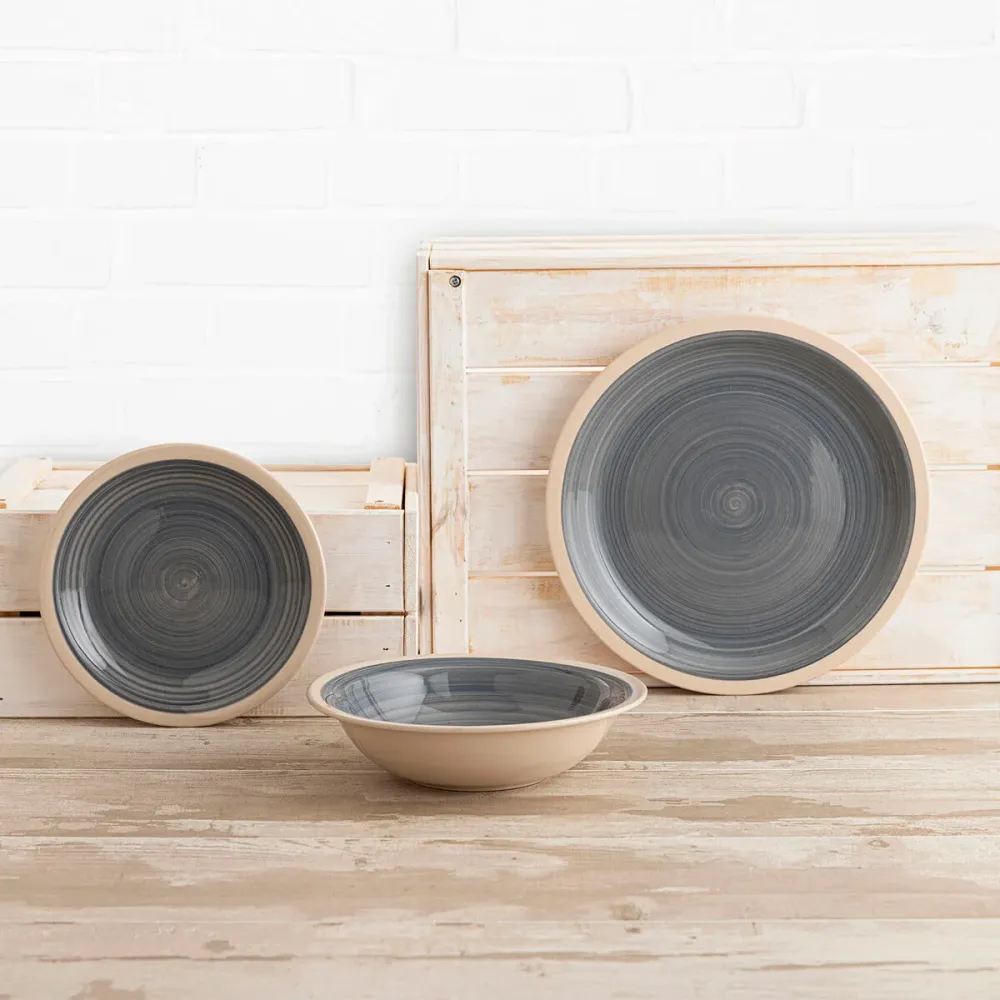 Servizio di Piatti Quid Baltic Grigio Ceramica 18 Pezzi