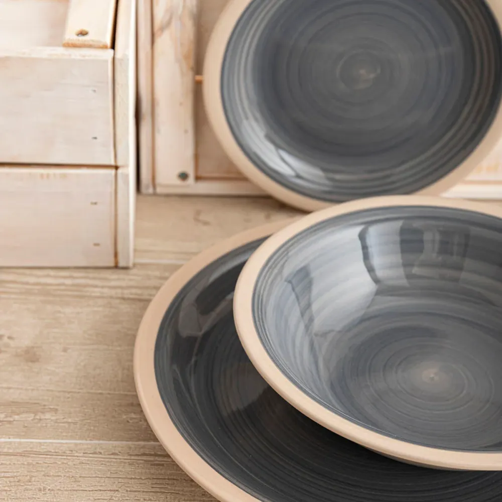Servizio di Piatti Quid Baltic Grigio Ceramica 18 Pezzi
