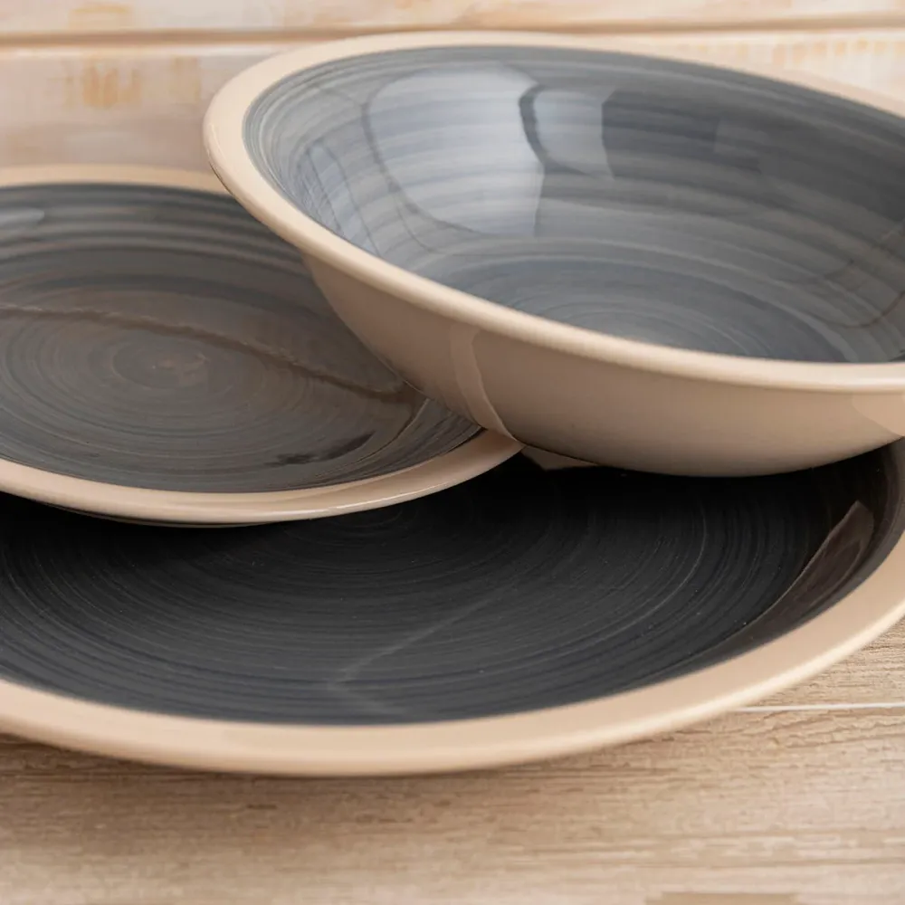 Servizio di Piatti Quid Baltic Grigio Ceramica 18 Pezzi