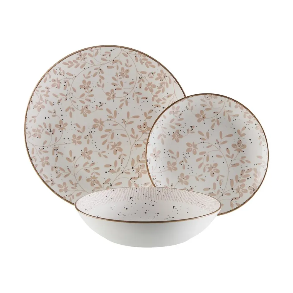 Servizio di Piatti Versa Crema Porcellana 18 Pezzi