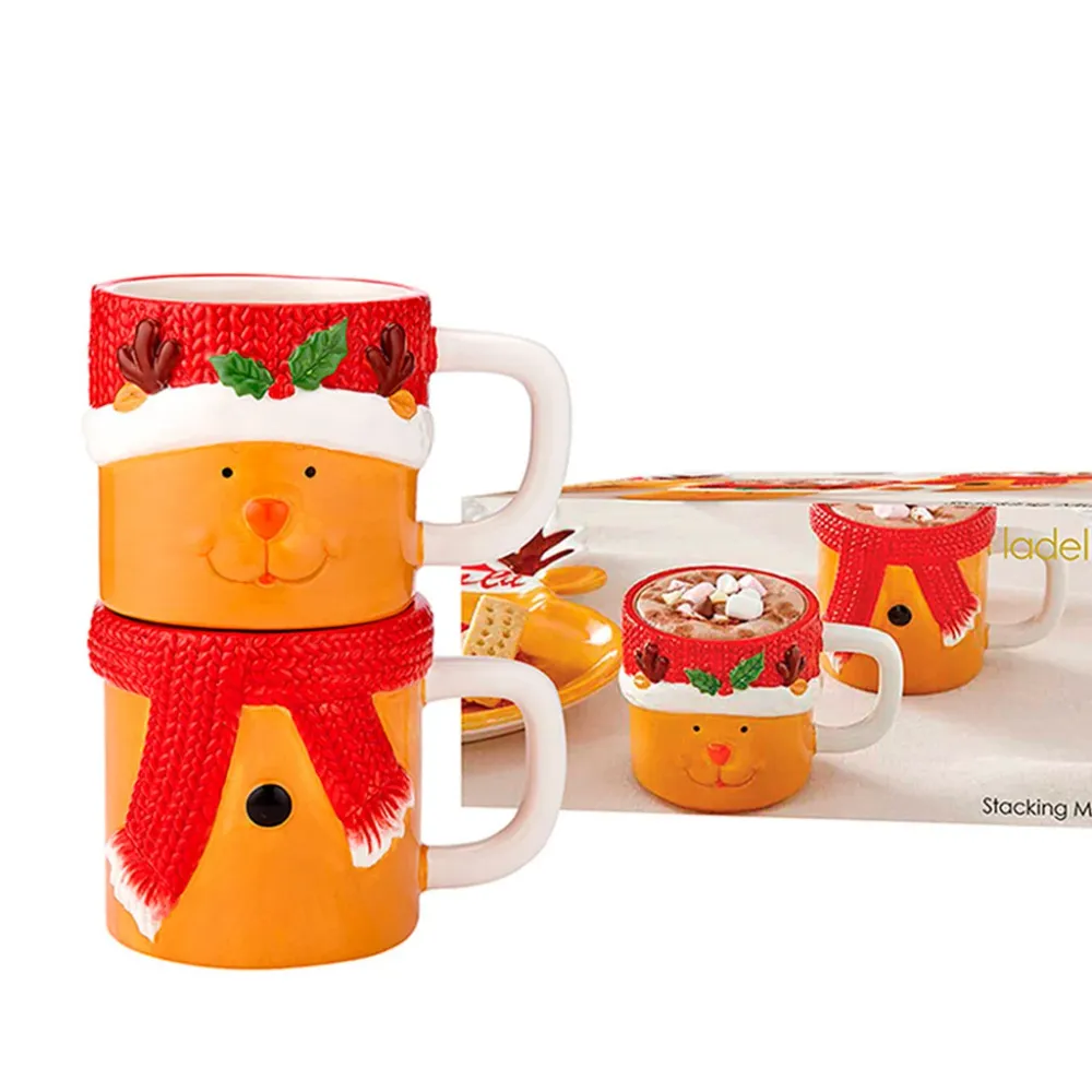 Set di 2 tazze impilabili Mug Renna di Natale Ladelle