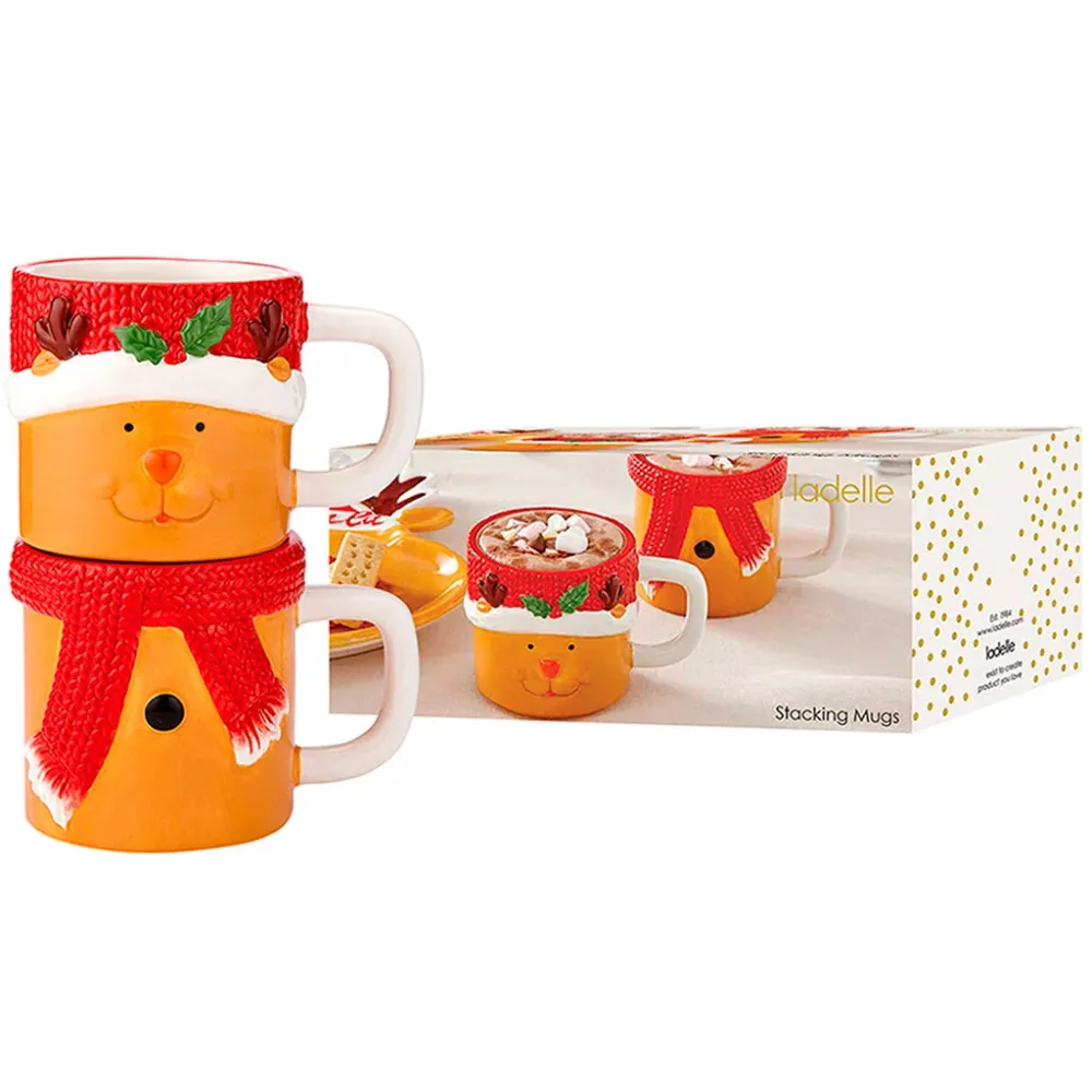Set di 2 tazze impilabili Mug Renna di Natale Ladelle