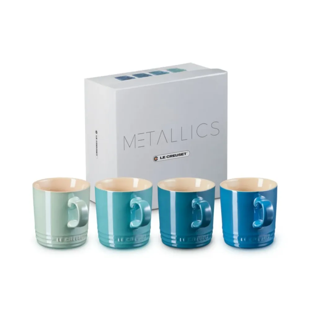 Set di 4 Tazze Mug Ceramica 350 ml Metallics Le Creuset