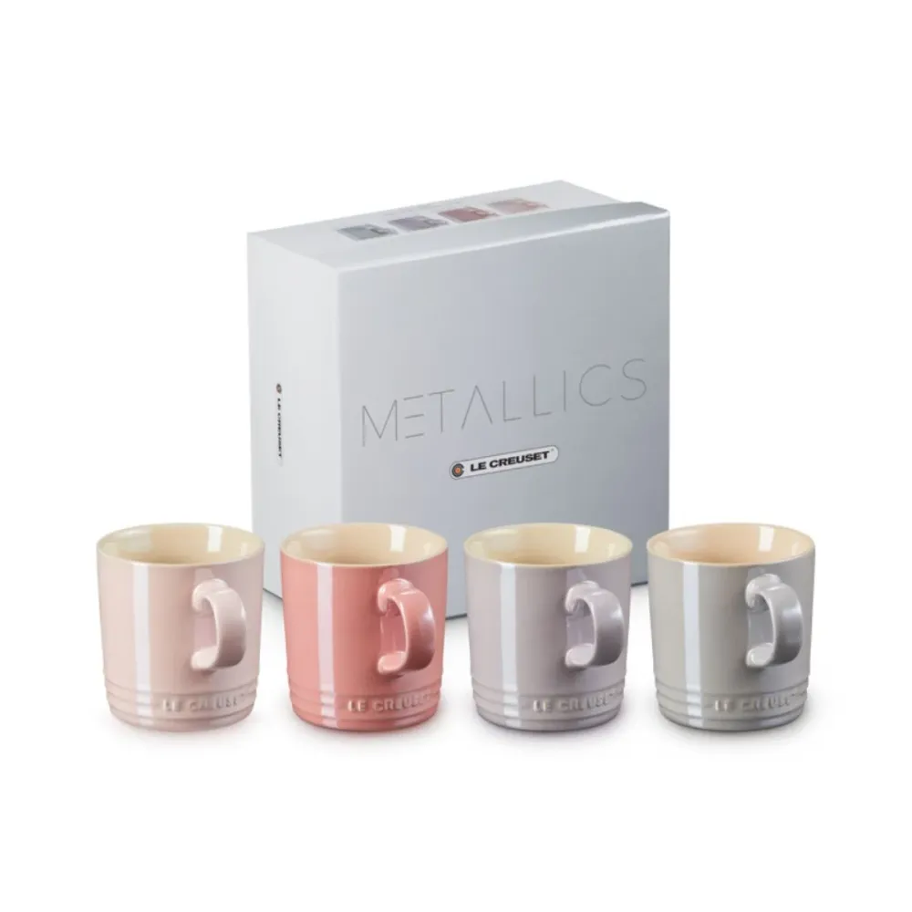 Set di 4 Tazze Mug Ceramica 350 ml Metallics Le Creuset