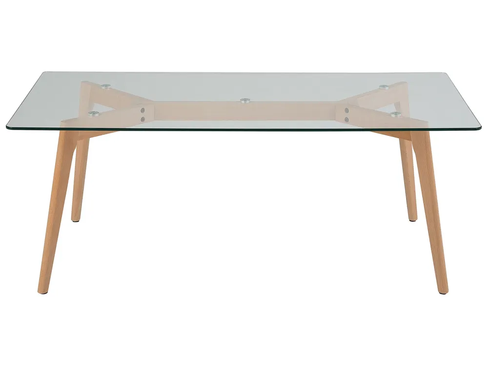 Tavolino basso da caffè legno e vetro trasparente 120 x 60 cm HUDSON