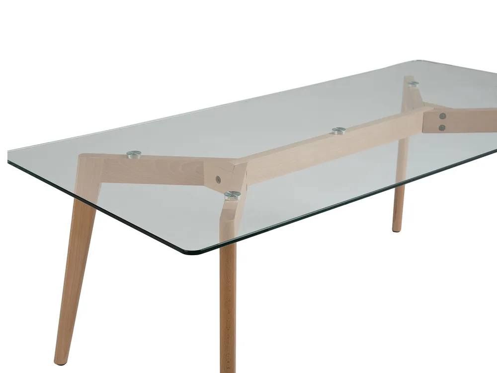 Tavolino basso da caffè legno e vetro trasparente 120 x 60 cm HUDSON