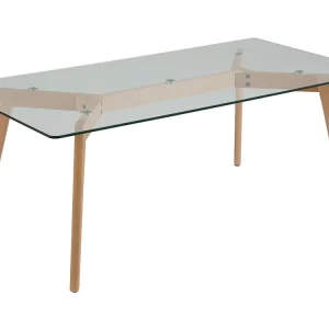 Tavolino basso da caffè legno e vetro trasparente 120 x 60 cm HUDSON