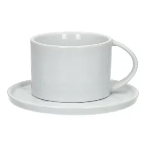 Tazza e piattino grandi porcellana bianca Porcelino White Pomax - 14cm