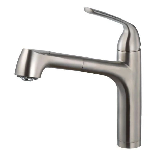Hamat - QUPO-2000 BN - Quantum Medium Dual Function Pull Out Kitchen Faucet Satina Nickel con Supporto ad Angolo